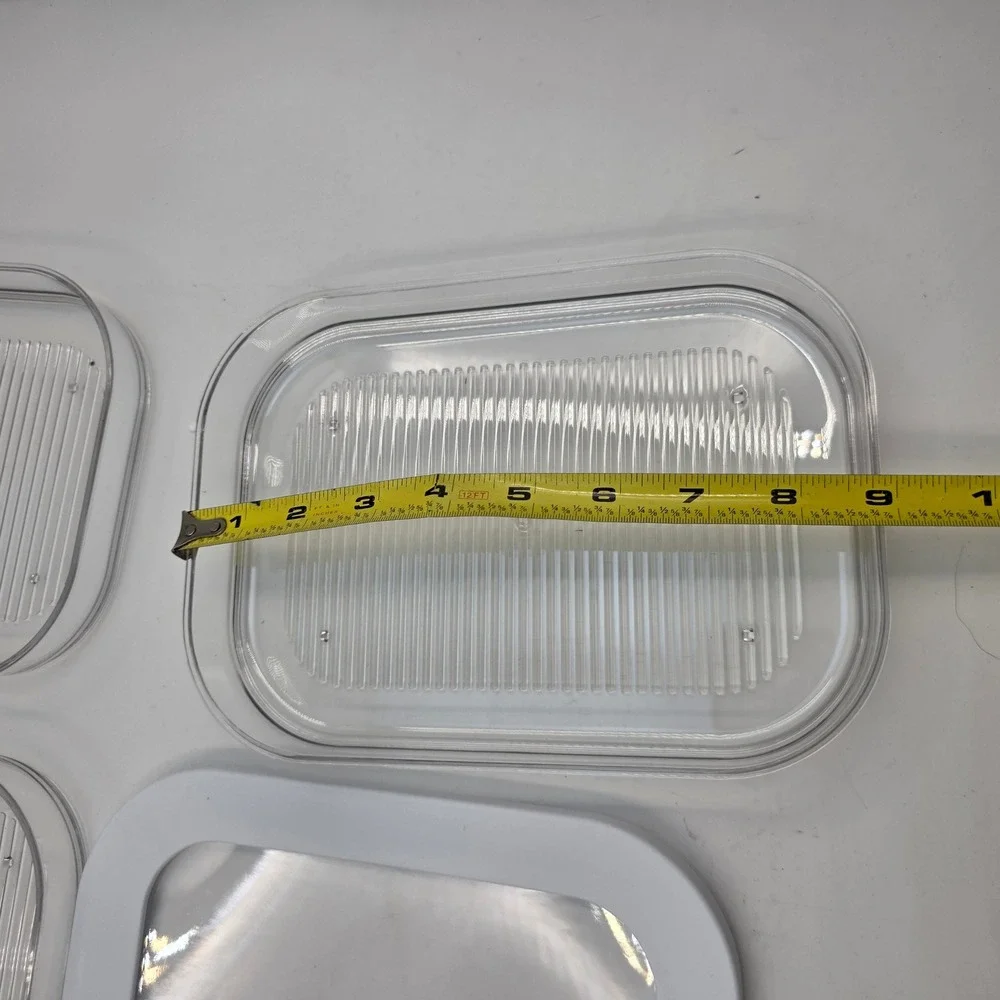 Clear Plastic 3 Tier Stackable Food Storage Container Set White Lid 9x6 Inch L4